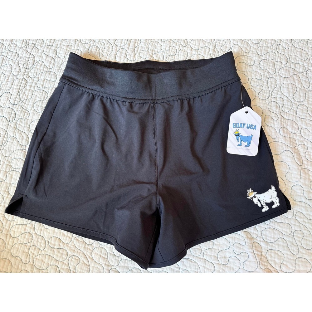 GOAT USA Girls Black‎ Athletic Shorts Built-in Liner Logo Size YXL
